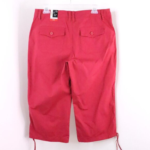 New Fashion Bug Women's 10 Red Cotton Stretch Y2K Drawstring Capri Pants - Picture 4 of 10